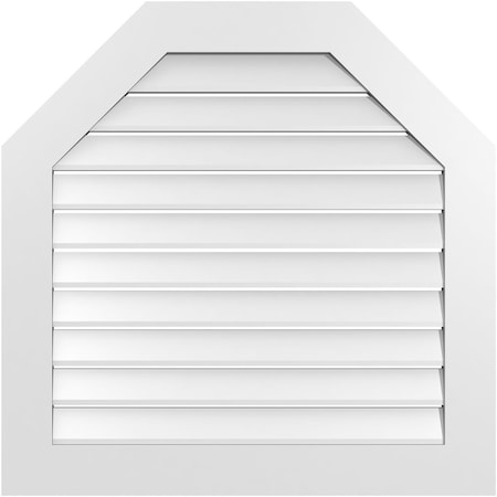 Ekena Millwork Octagonal Top Surface Mount PVC Gable Vent: Functional, w/ 3-1/2"W x 1"P Standard Frame, 34"W x 34"H GVPOT34X3401SF